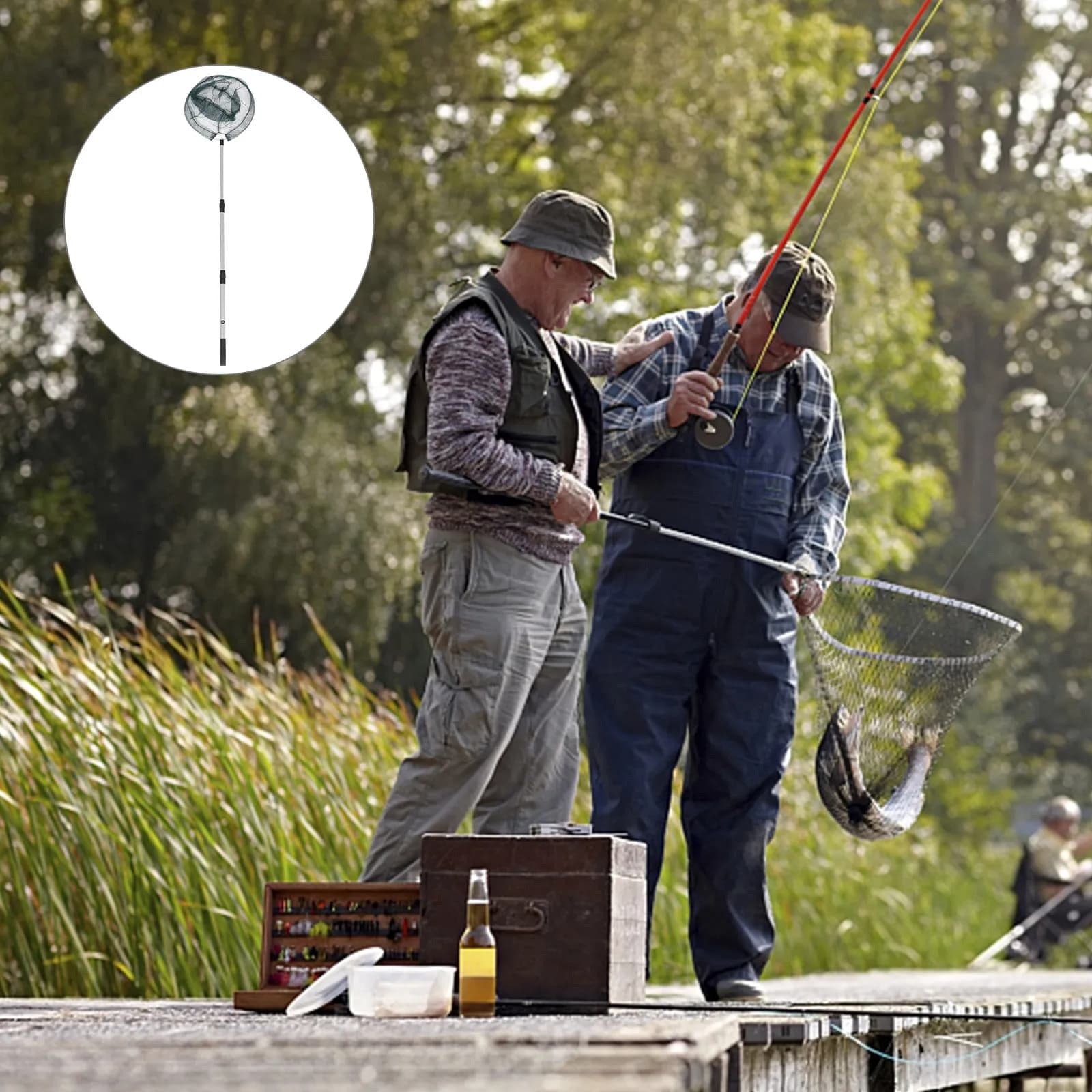 1 Pezzo Rete da Pesca in Lega di Alluminio 1,5 Metri Pieghevole Leggera Portatile Comoda per la Pesca all'Aperto