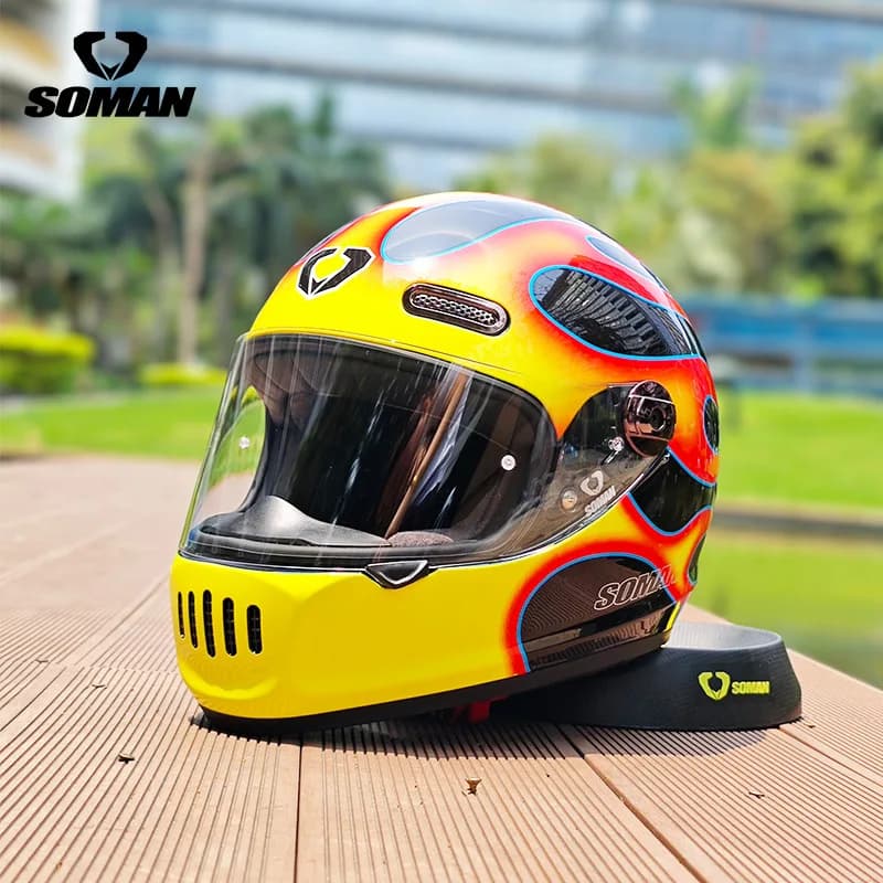 SOMAN Casco Moto Uomo Donna Caschi integrali con visiera Approvato DOT Cascos Para Motos Accessori Moto Casco
