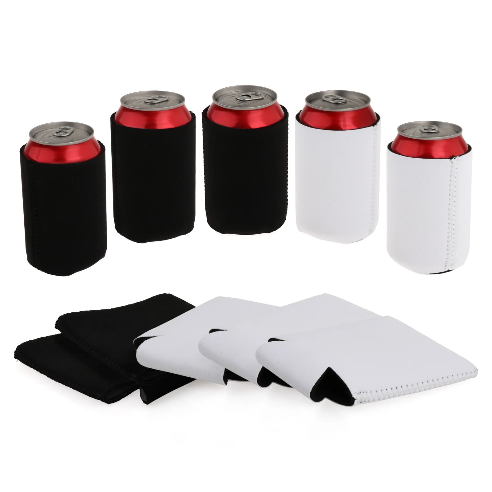 10x Beer Cans Coolers Sleeves Collapsible Drink Caddies Holder Soft Insulated Neoprene DIY Sublimation Water Bottle Sleeve Party