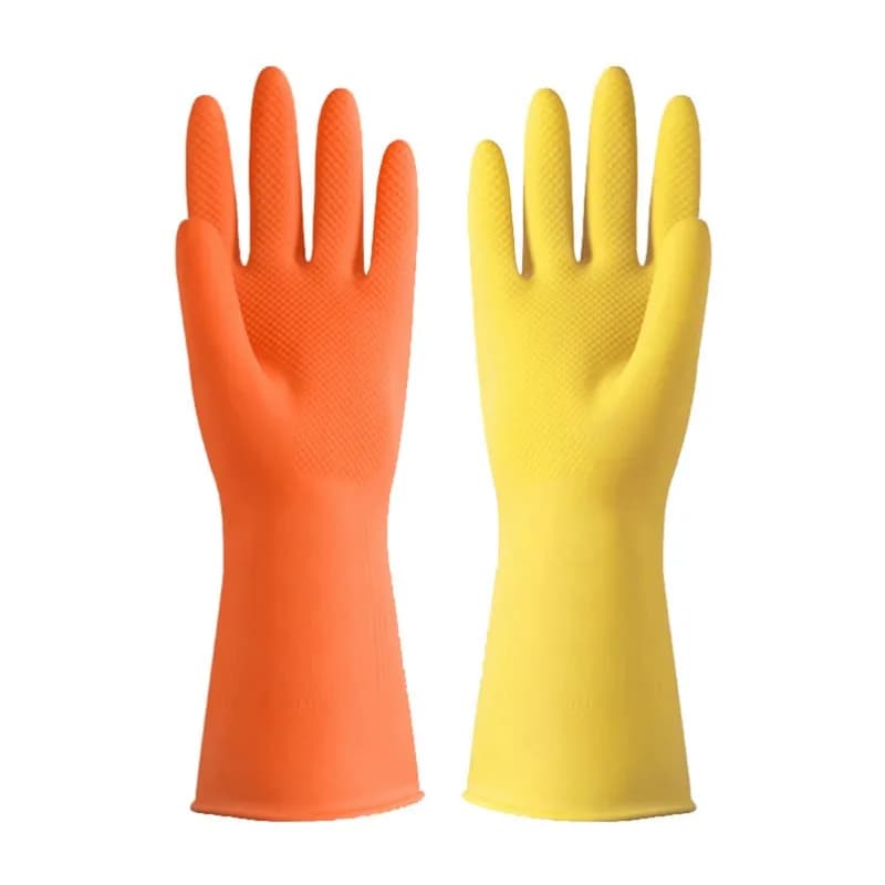 2 paia di guanti per la pulizia in gomma di lattice ispessita, resistenti agli acidi, riutilizzabili, per la cucina, il lavaggio dei piatti, il bucato, il bagno