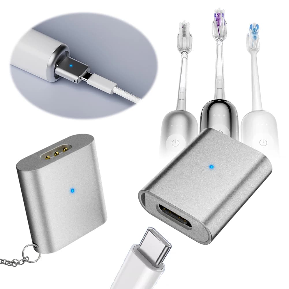 Adattatore di ricarica USB C/8 Pin femmina a magnetico a 3 pin con indicatore luminoso e foro per cordino, convertitore di ricarica rapida per Laifen Wave