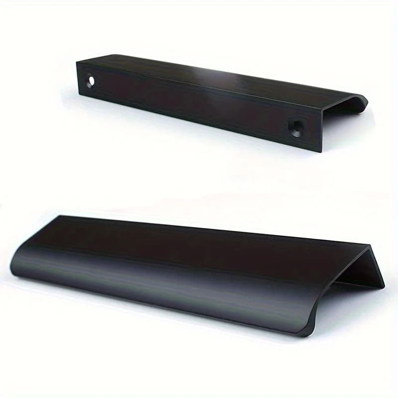 4 pezzi per armadio da cucina, cassetto nascosto, maniglia per porta in alluminio, maniglia per armadio nera, bordo per dito, tiretto per armadio nascosto