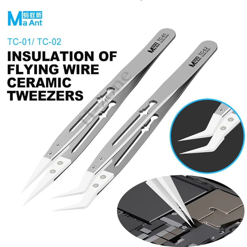 MaAnt TC-01 TC-02 Pinzette speciali antistatiche antimagnetiche in ceramica isolante ad alta precisione per la riparazione del filo volante del telefono