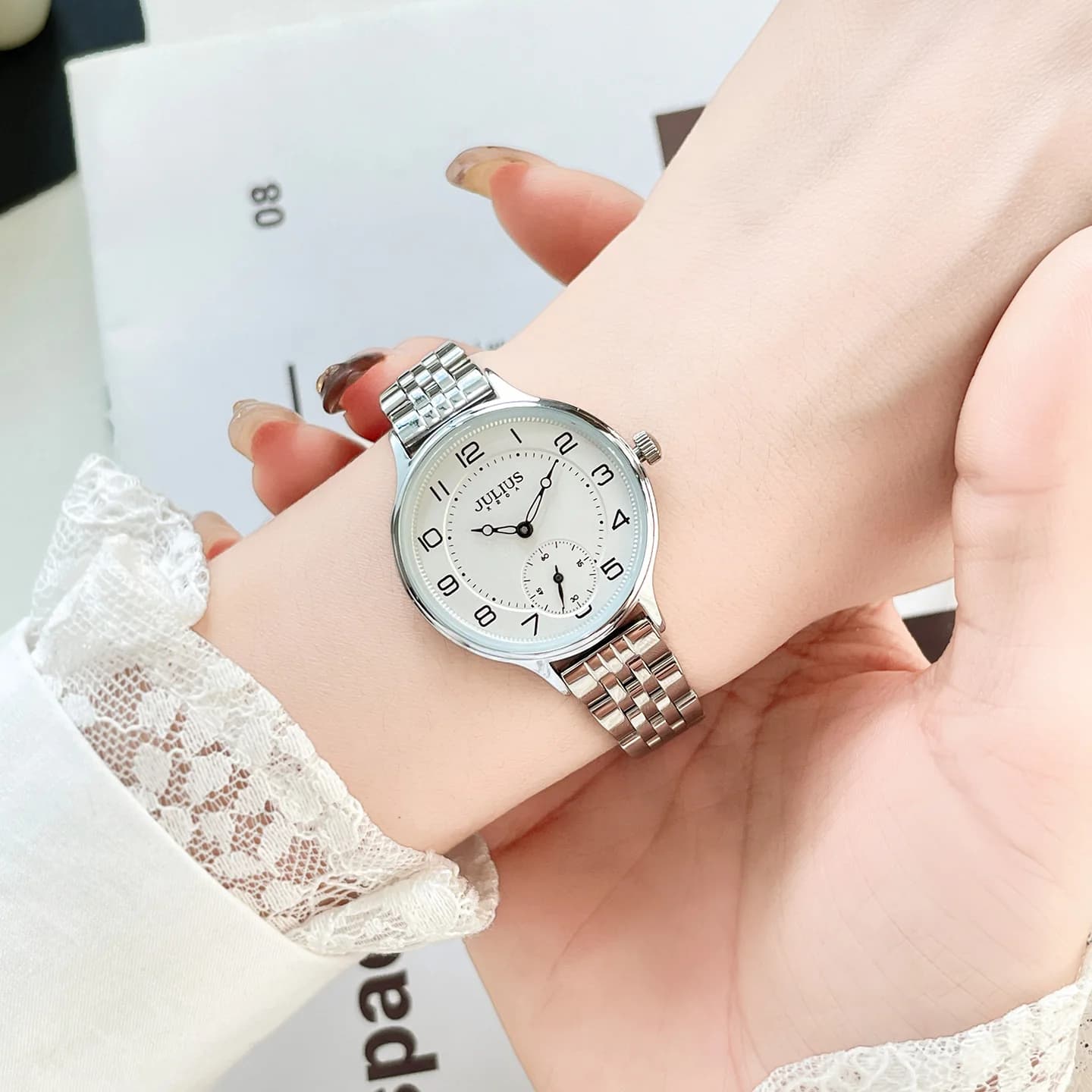 Julius JA-1564 Women's Luxury Watch with Digital Dial and Steel Strap, Niche Premium Fashion Model