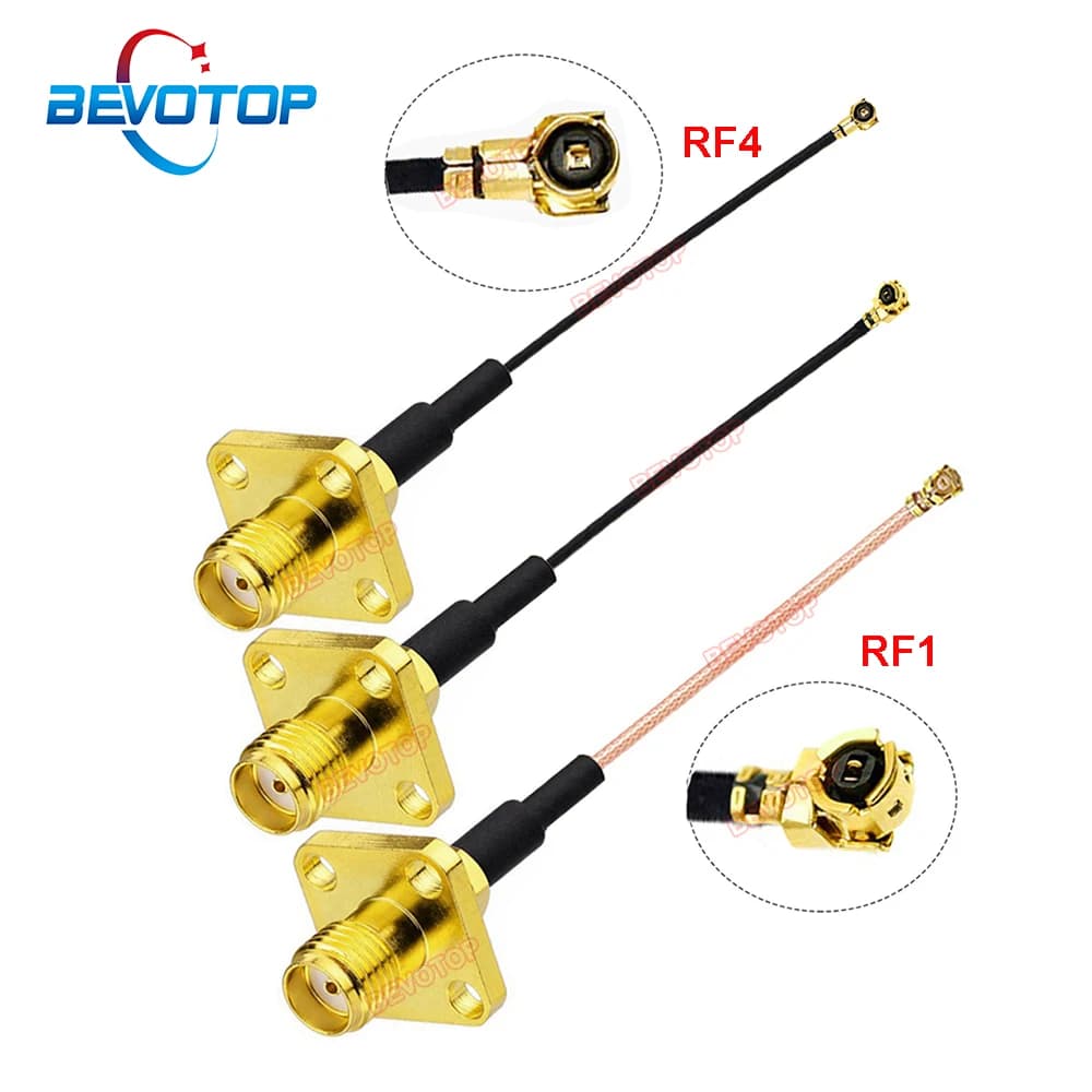1PCS 4 Hole Panel Mount SMA Female Flange to IPX RF1/RF4 RF1.13/RF1.37/RG178 Cable WIFI Antenna Pigtail Extension Jumper Cord