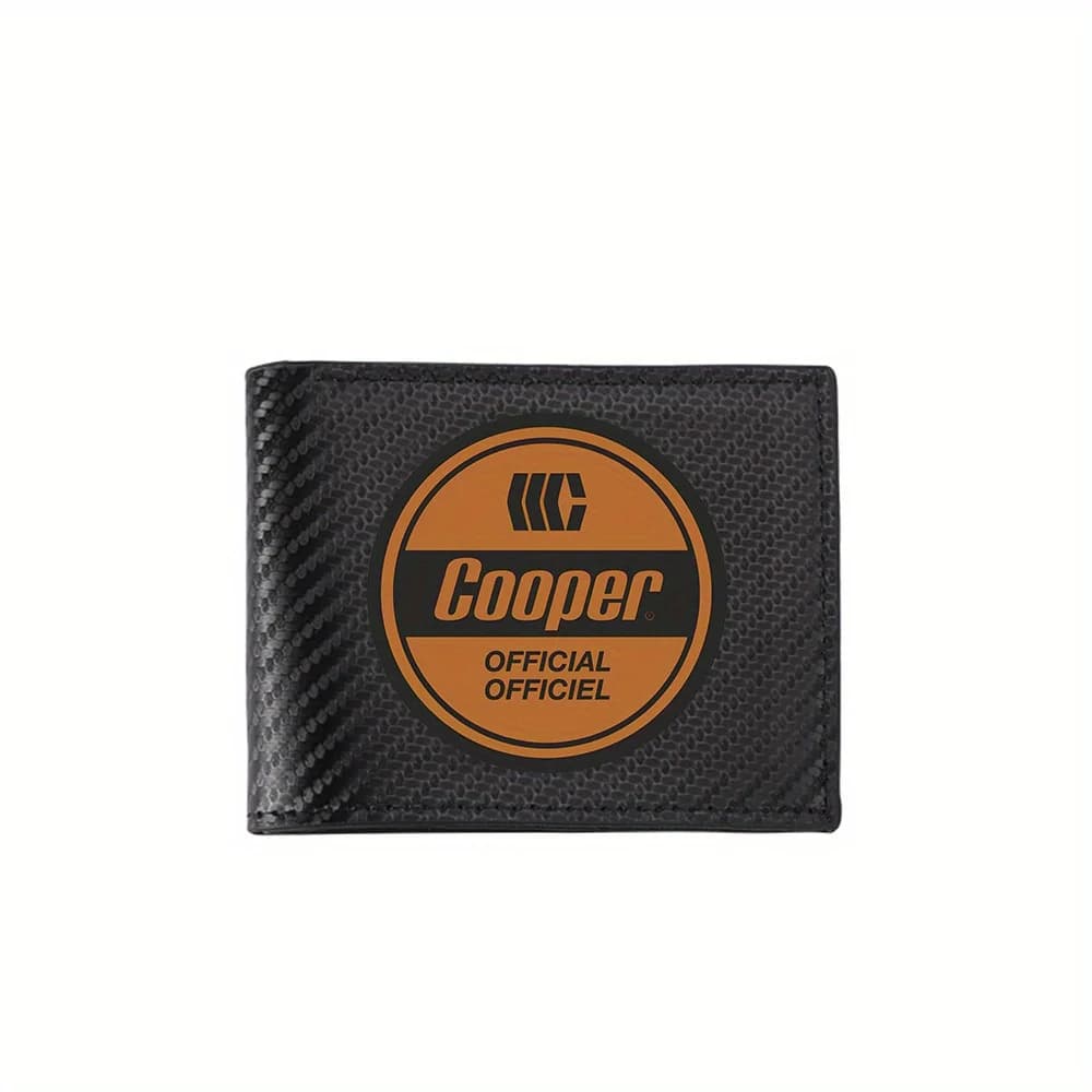 Cerchio arancione nero Logo Cooper Portafogli da uomo Business semplice Design moderno ed elegante con stampa Regali per padre fidanzato Natale