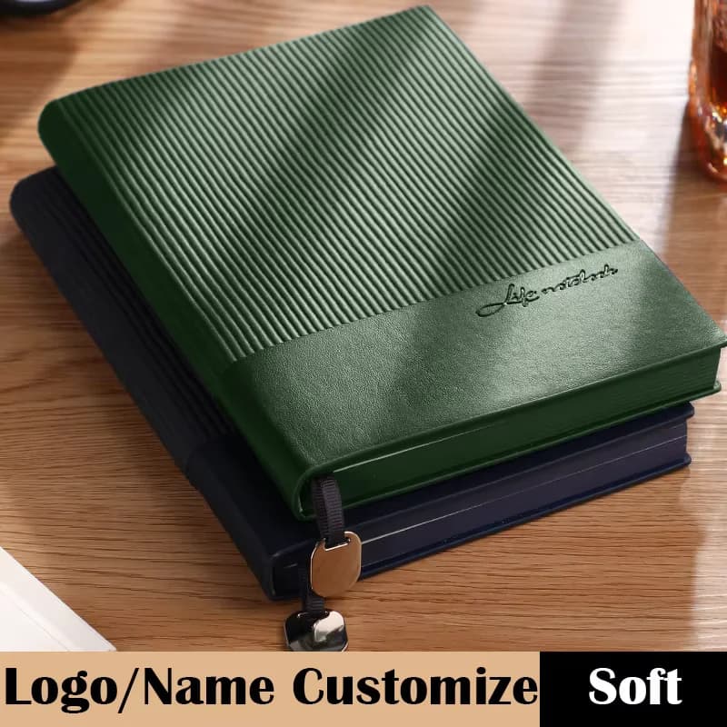 Logo Name Customize Lined Pages A5 Notebook Notepad Big B5 Sketch Book PU Diary Journal School Office Supplies Student Gift