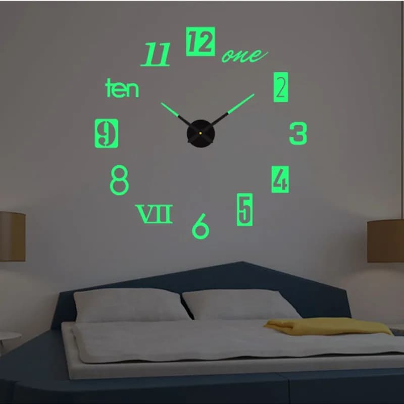 Creative Bright Silent Wall Clock DIY Living Room Digital Decorative 3D Watch Decoration For Acrylic Wall Home