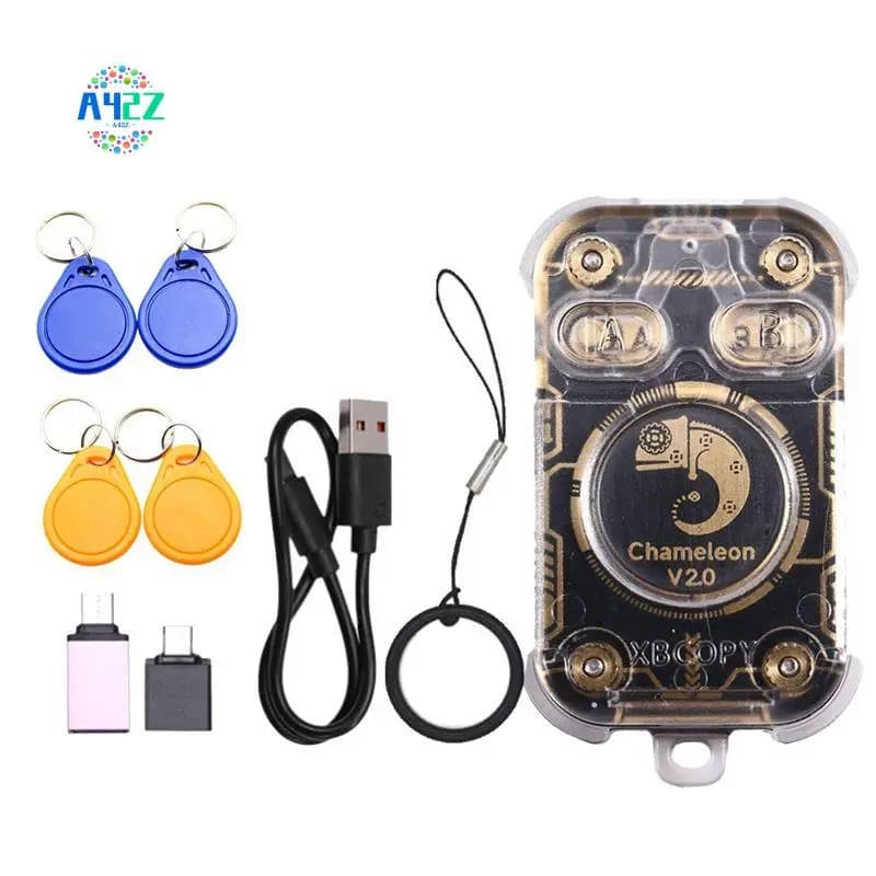 A42Z-Chameleon V2.0 RFID Smart Chip Reader Emulatore Duplicatore NFC + 4XCUID Portachiavi 125K 13.56Mhz Decodifica Carta Camaleonte Ultra