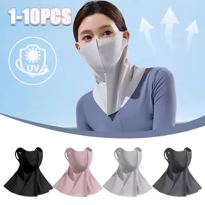 1-10PCS Estate Freddo di Seta del Ghiaccio Maschera di Protezione Solare 3D Traspirante Anti-Uv Sciarpa Al Collo Protezione Solare UPF50 + Parasole maschera per il viso all'aperto