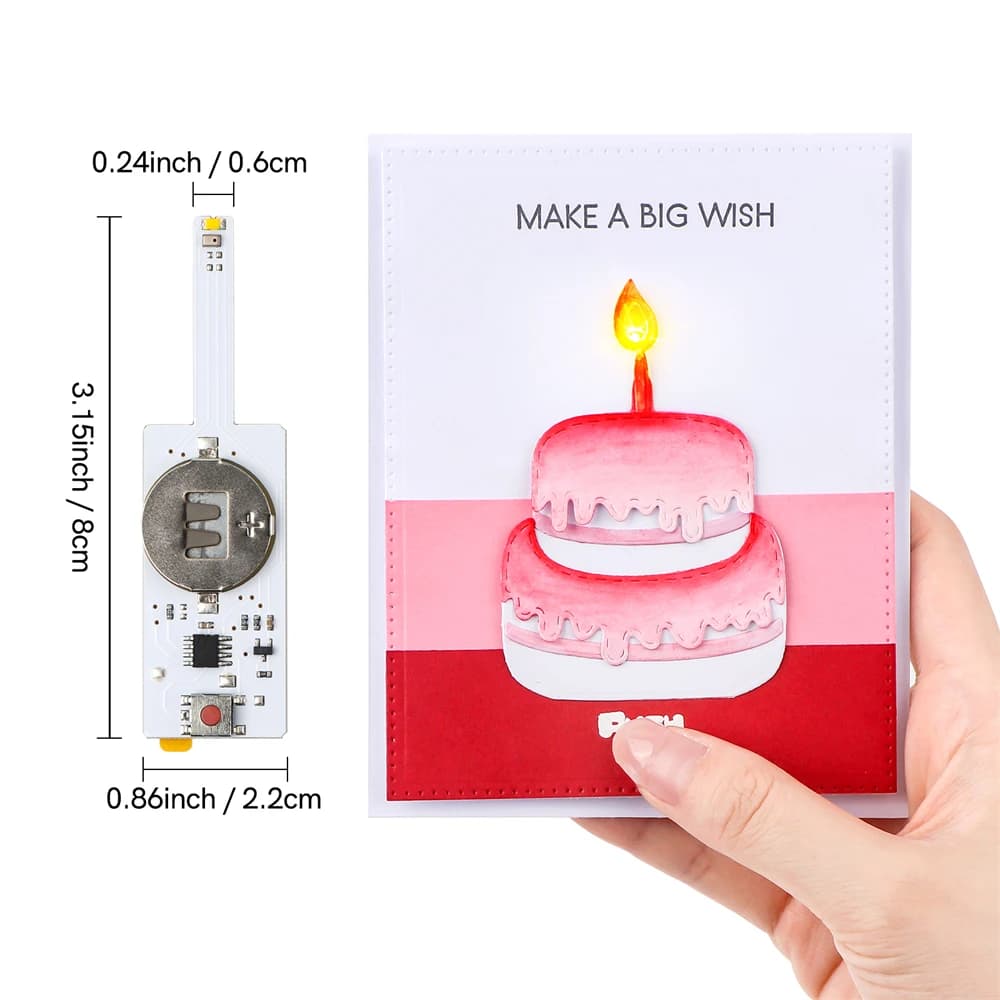 3pcs/set Blow-Out LED Candle Light for Light-Up Birthday Card DIY Paper Gift Card Shaker Card Scrapbooking Making Supplies