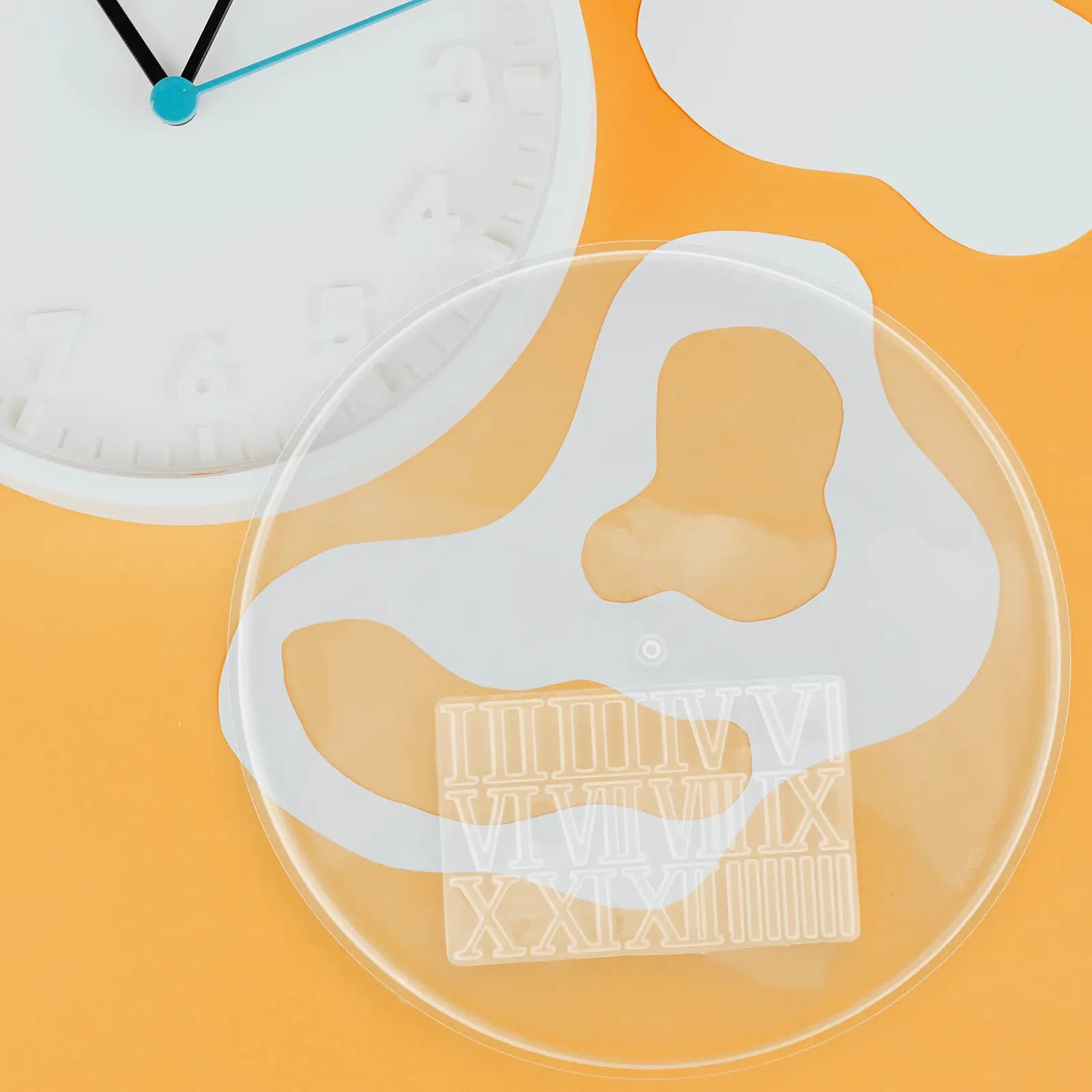 Set di Stampi in Silicone Rotondi con Numeri Romani per Orologi da Parete in Resina Epossidica, Decorazione Artistica Fai-da-Te, Stampo Vuoto per Numeri, per Casa e Ufficio