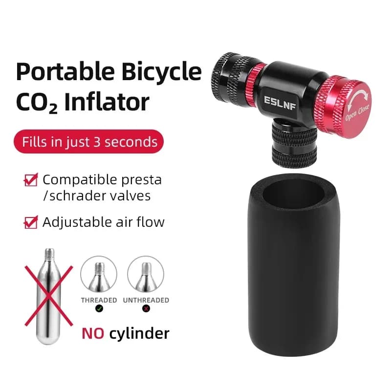 ESLNF Mini Pompa di CO2 per Bicicletta Gonfiatore per Pneumatici Portatile per Adattatore Schrader Presta MTB Bici da Strada Pompa Automatica in Lega di Alluminio