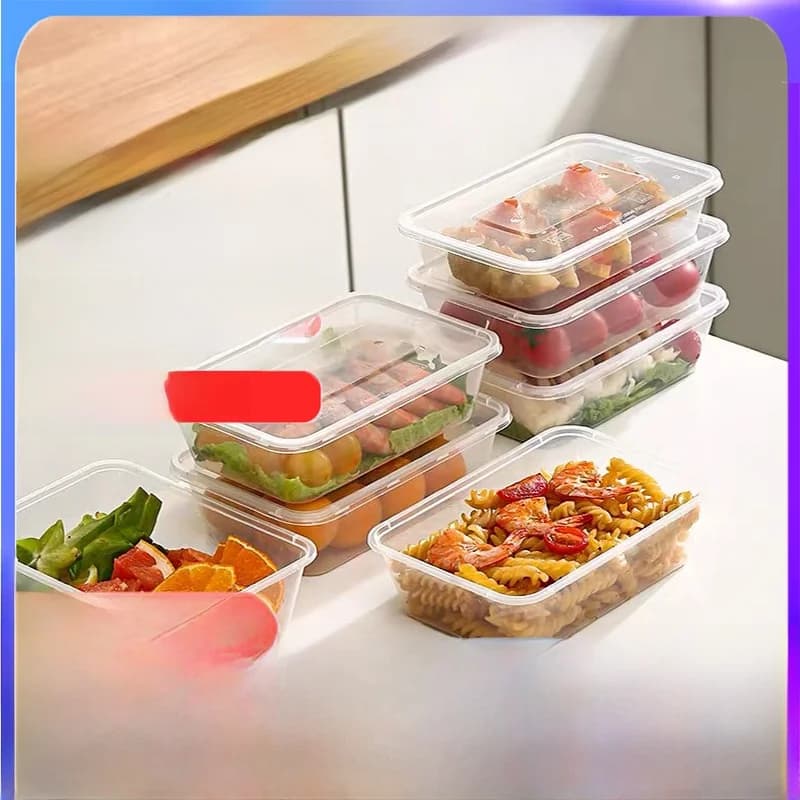 Nuovo Contenitore per Pranzo in Plastica Trasparente con Coperchio, Scatola Rettangolare per Riso ad Uso Commerciale per Confezioni di Banchetti Aziendali