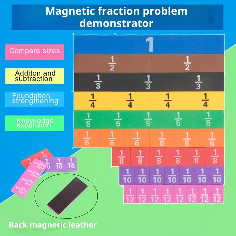 Piastrelle per frazioni magnetiche da 23/24 cm Manipolatori matematici Apprendimento dei blocchi di frazioni arcobaleno Kit educativo per la scuola elementare per bambini