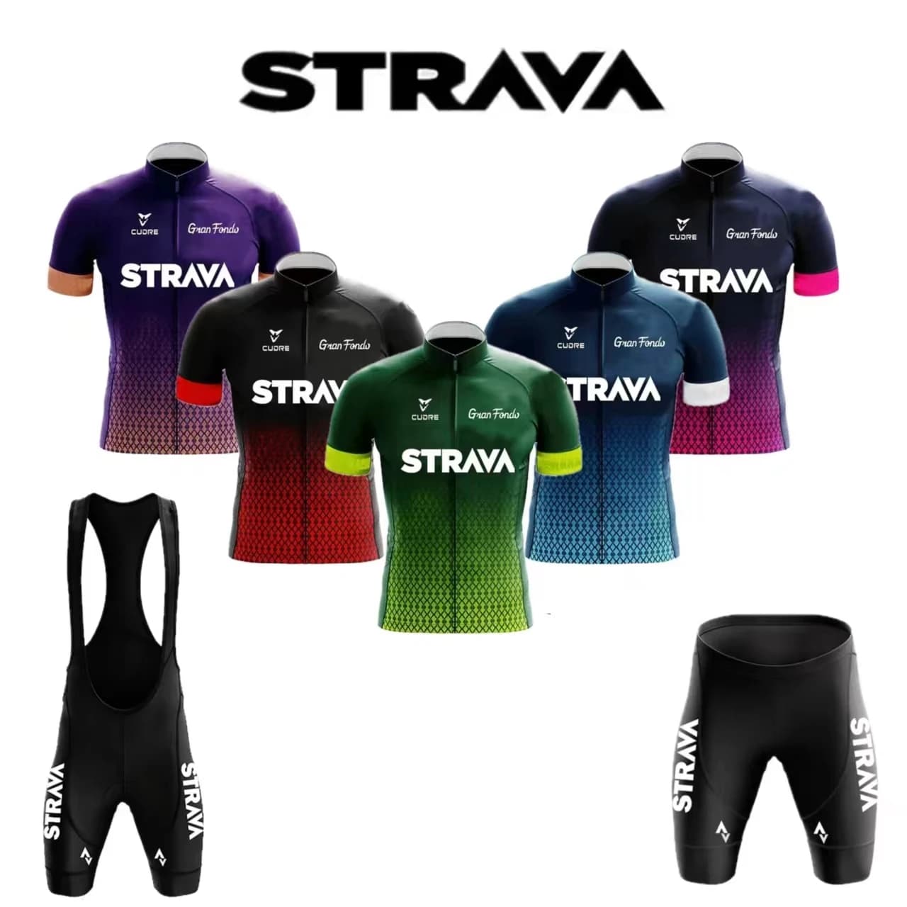 Strava Jersey Set pantaloncini con bretelle da uomo pantaloncini da bici a maniche corte per bici da strada, abbigliamento da Mountain Bike, asciugatura rapida, traspirante