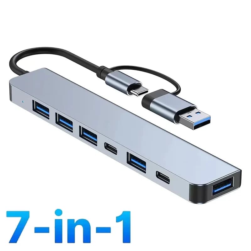 Docking station USB C 7 in 1 Adattatore HUB USB 3.0 tipo C HUB Adattatore OTG splitter USB C ad alta velocità da 5 Gbps per PC portatili Computer