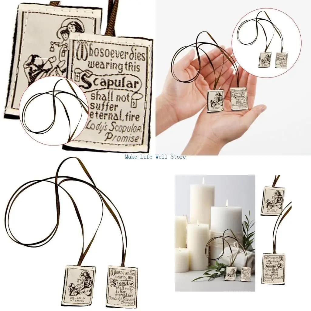 Brown Scapular Our Lady of Mount Embroidered Scapular Catholic Necklace