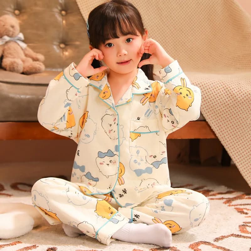 Pigiama per Bambini con Colletto Spesso e Disegni Cartoon, Set di Abbigliamento da Notte, Vestiti per Casa, Accappatoio per Bambini