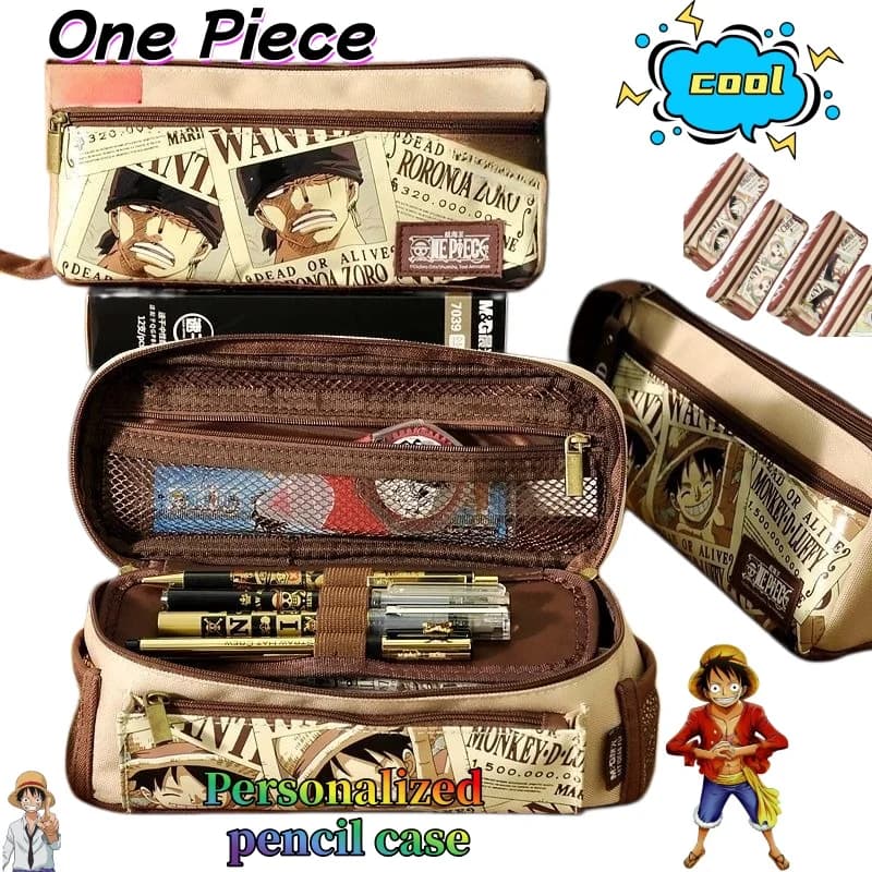 One Piece Cartoon Pencil Case Cute Fashionable Personalized Large Capacity Simple Stationery Box Birthday Gift for Friends