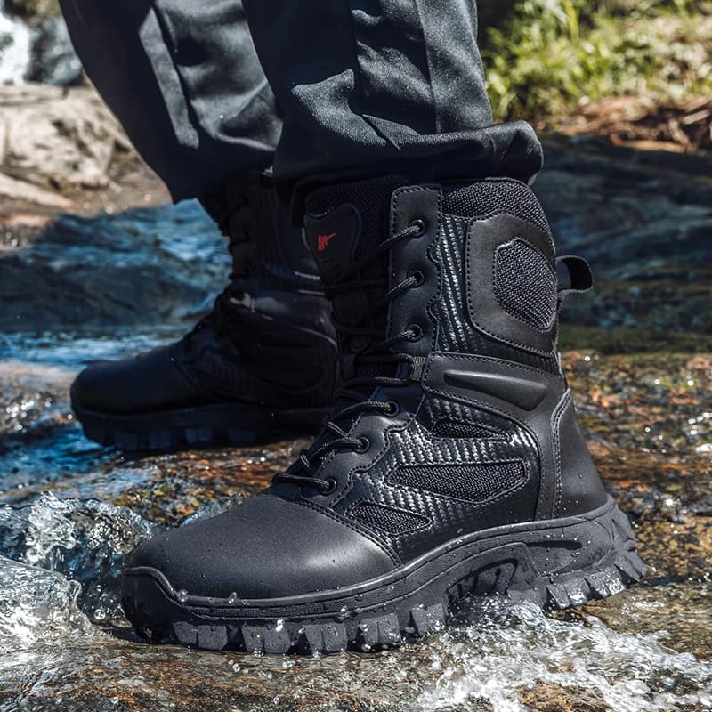 Stivali da allenamento da combattimento sul campo da uomo quattro stagioni nuovi stivali da trekking multiterreno da combattimento all'aperto alti e traspiranti antiscivolo nella giungla