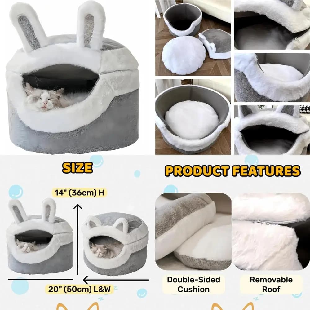 "Spagiosa grotta di peluche per gatti per uso interno, ideale per cani e cani di piccola taglia con cuscino sfoderabile"