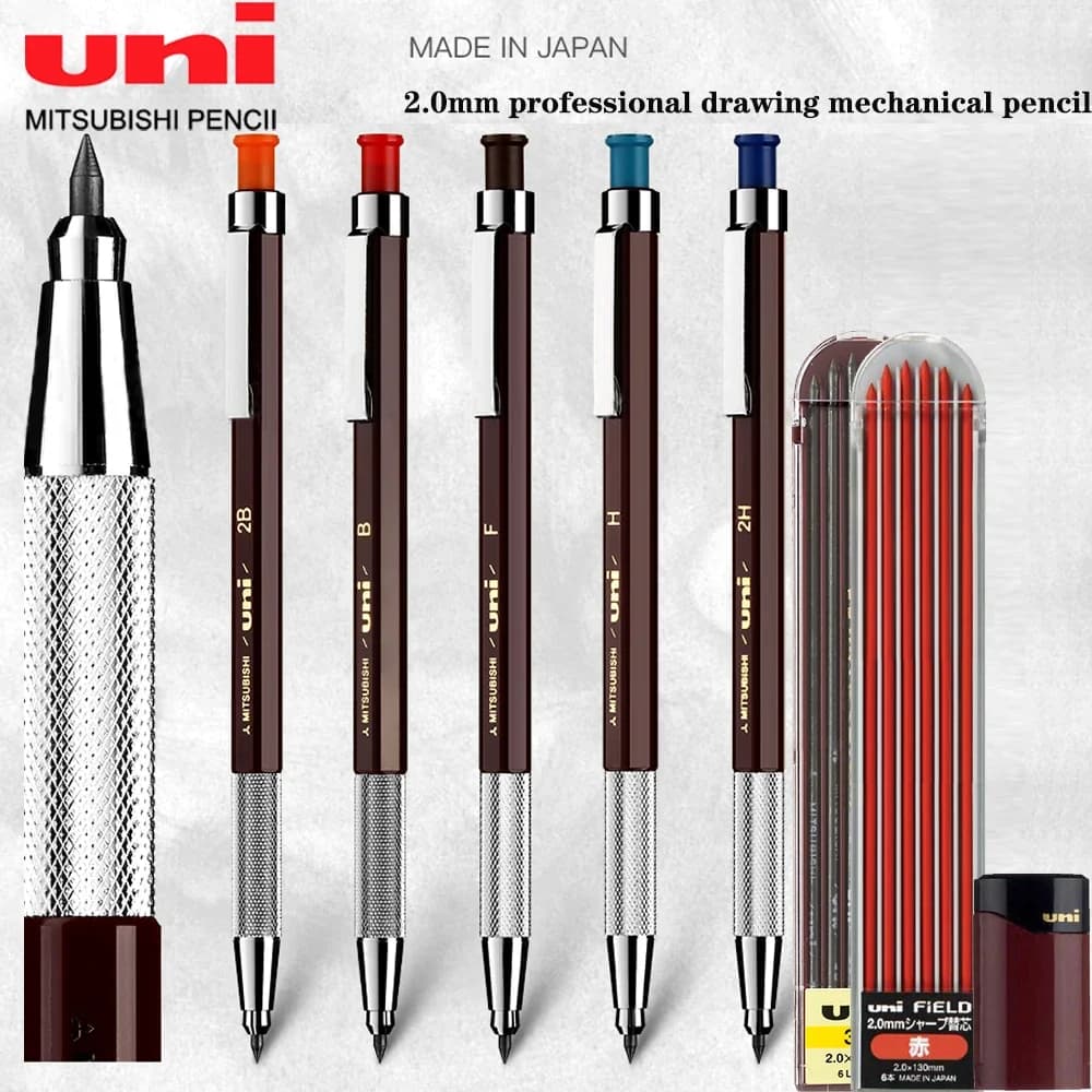 Uni Mechanical Pencil 2.0mm MH-500 Metal Pen Handshaking Sketch Animation Graffiti Cute Pencils Art Supplies Japanese Stationery