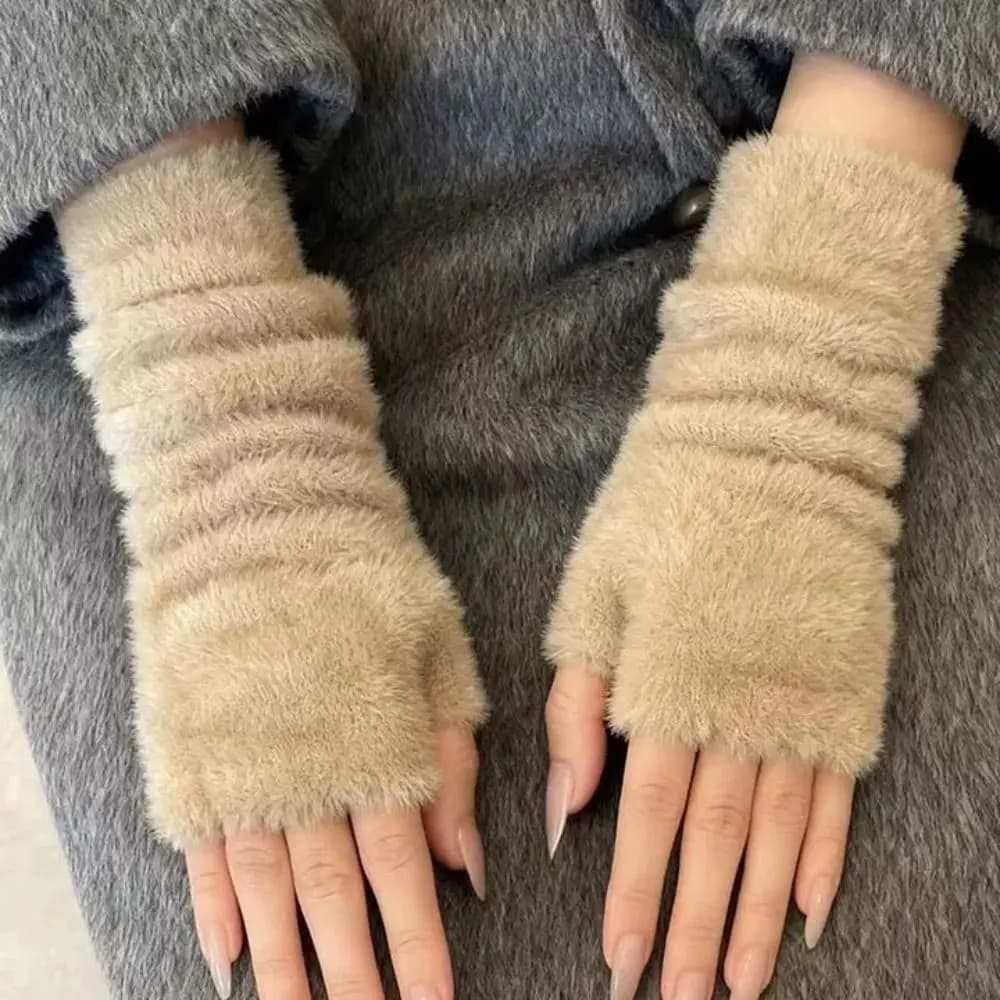 Ripped Arm Sleeves Korean Style Knitted Warm Sleeves Hole Solid Color Woolen Gloves Sweet Y2k Warm Arm Covers Spring