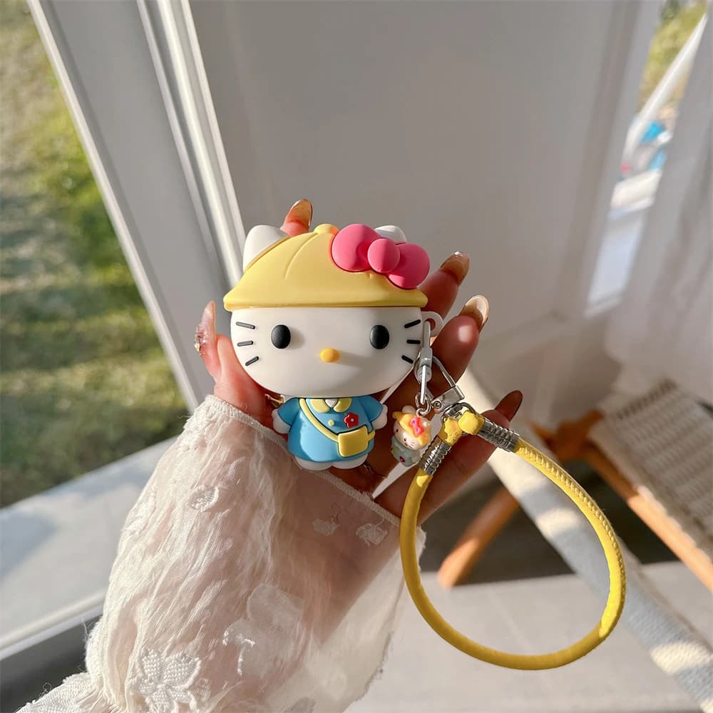 Airpods 4 2 3 1 Pro 3 2 earphone case, wireless Bluetooth headphone cover, cute 3D design Sanrio Hello Kitty with keyring