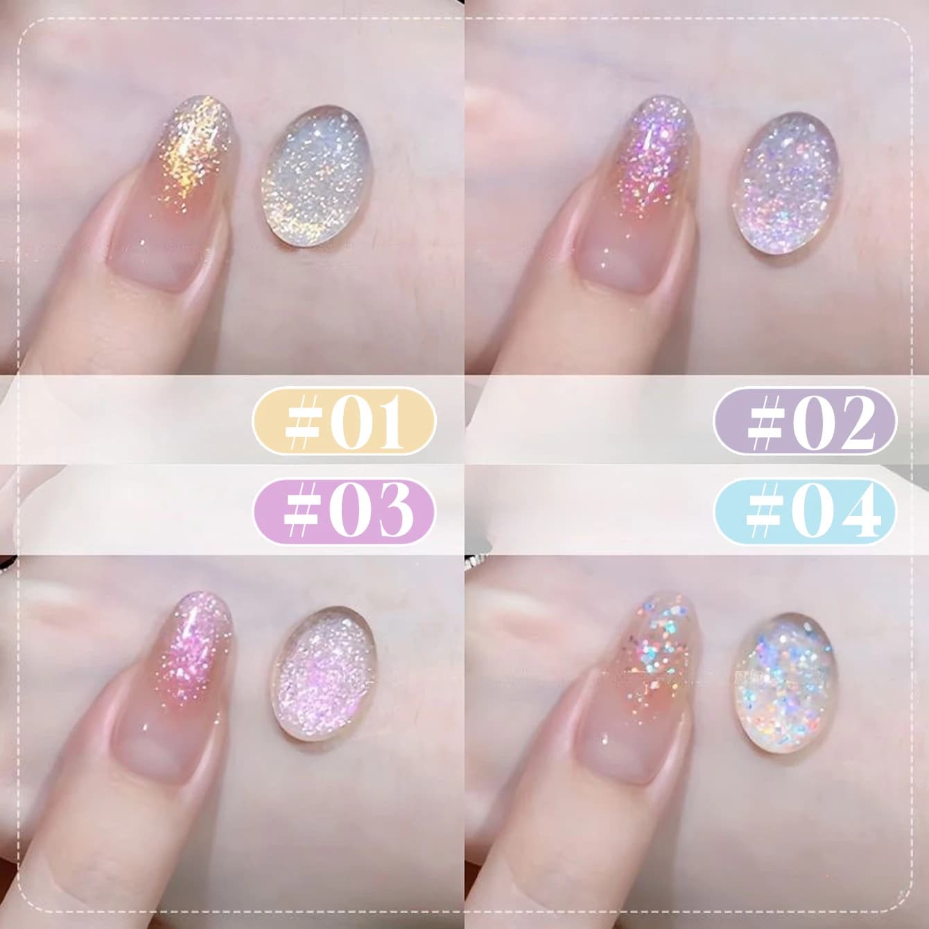 1-4PCS 12ml Summer Nails Seven Color Strobe Sequin Michelle Elf Super Flash Strobe Glitter Nail Gel Polish Nail Art Cute Nails