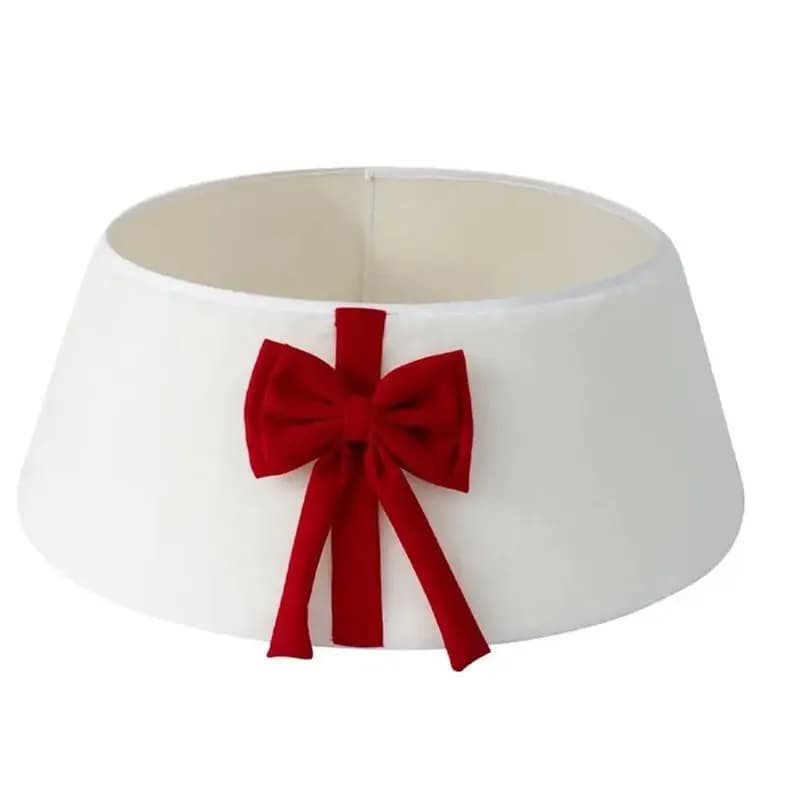 A76X-Gonna per albero di Natale riutilizzabile in peluche con decorazione natalizia con fiocco per supporto per albero da interno ed esterno A