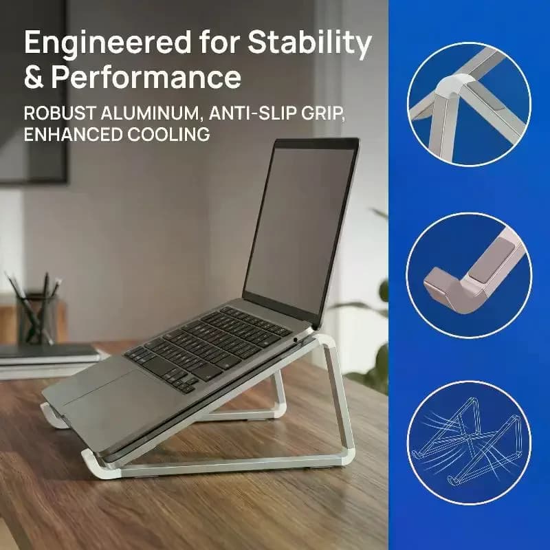 Supporto Portatile Pieghevole per Laptop - Stand Regolabile in Alluminio per Notebook e Supporto Ergonomico da Scrivania