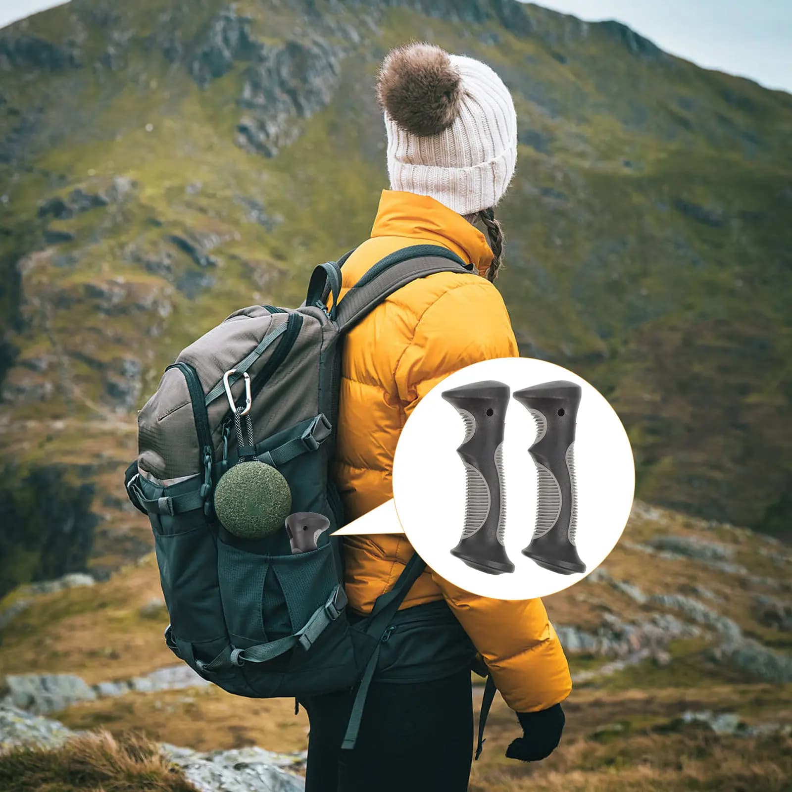2Pcs Sturdy Wear-Resistant Plastic Trekking Rod Handle Ergonomic Design for Hiking Poles Ski Poles Outdoor Trekking Accessories