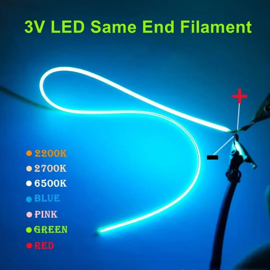 LED Same End Flexible Ultra Slim 3V Spiral Filament Retro Edison Lamp Lighting Parts Diode Lighting Strip Decoration