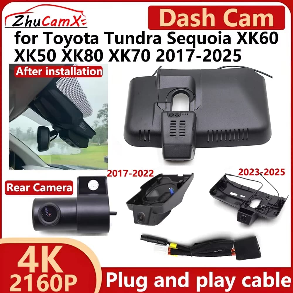 For Toyota Tundra Sequoia XK60 XK50 XK80 XK70 2017-2025 4K UHD 2160P Car DVR Dash Cam Camera Night Vision Recorder Plug and Play