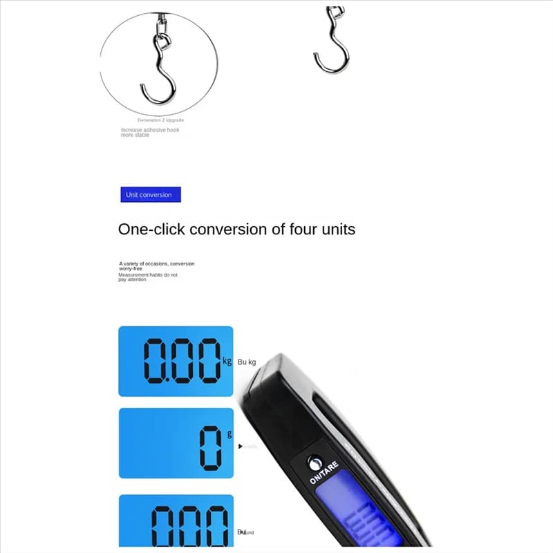 Bilancia elettronica portatile portatile per bagagli da viaggio da 50 kg con pesatura a gancio, bilancia portatile da pesca espressa-AT30