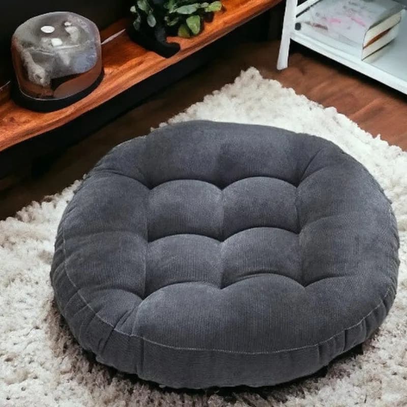 Cuscini per sedili rotondi di grandi dimensioni cuscini in velluto a coste trapuntati grigi per cuscino per sedia Tatami da Yoga all'aperto cuscino da lettura per sedili Casual