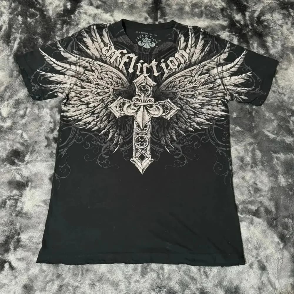 Summer Men's Breathable Round Neck T-shirt Y2K Retro Clothing Punk Hip Hop Pattern Printed Outdoor Fashion Top