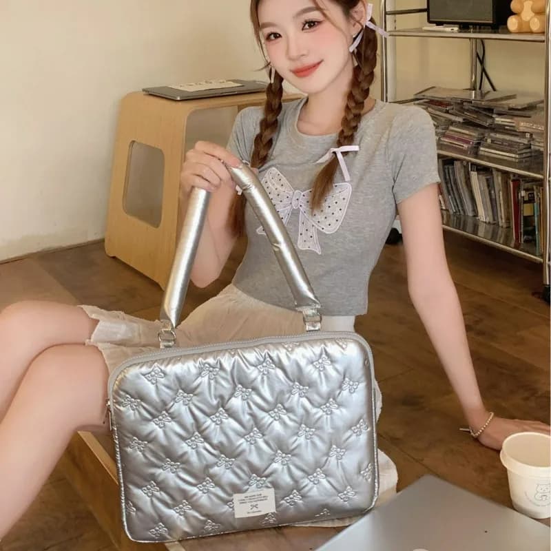 Borsa a Tracolla per Laptop 13.3/15.6 Pollici, Stile Farfalla, Elegante Custodia per Notebook Universitario, Borsa per Laptop da Donna