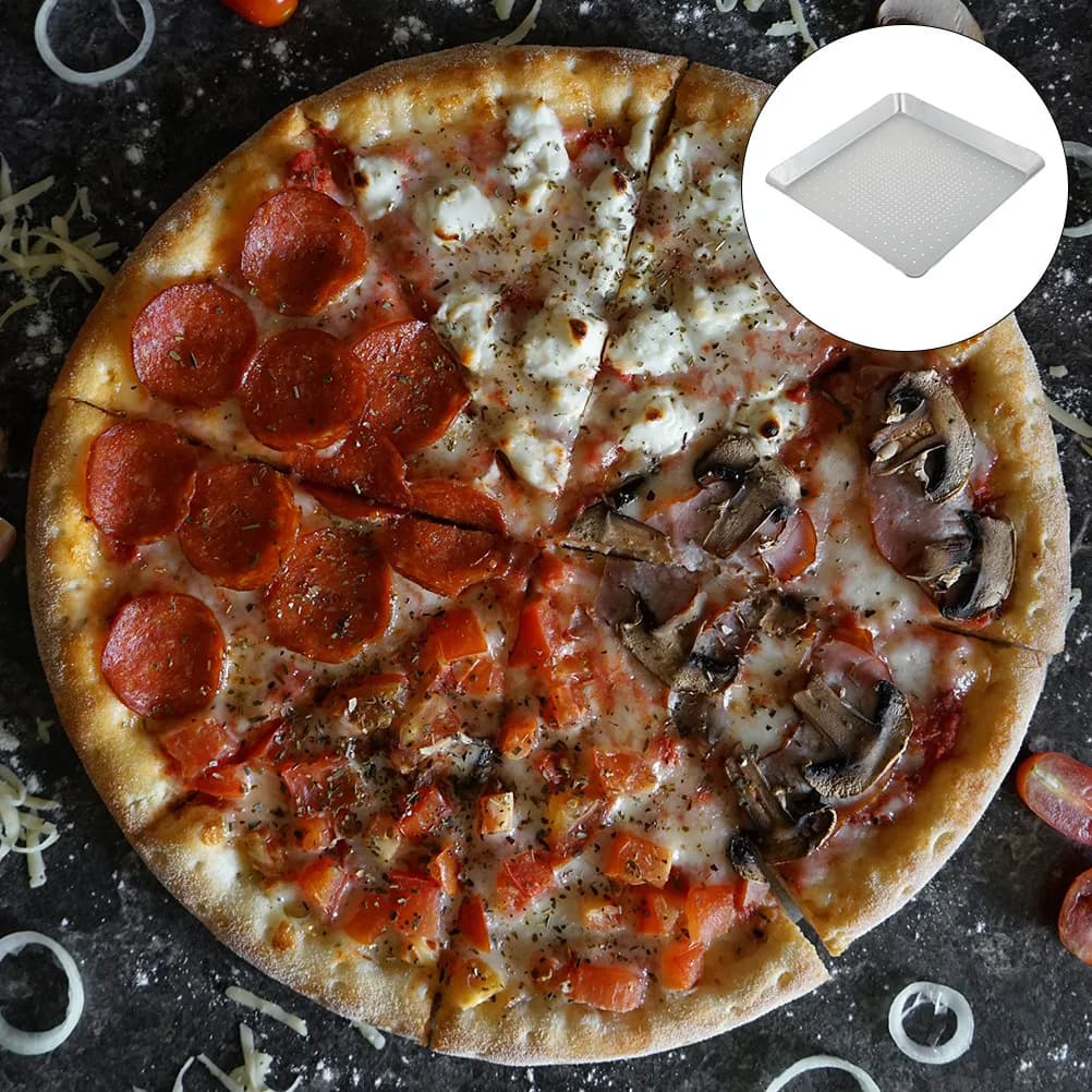 1Pcs Perforated Pizza Tray Aluminum Alloy Baking Pan High Gloss Scratch Resistant Corrosion Proof Making Baking