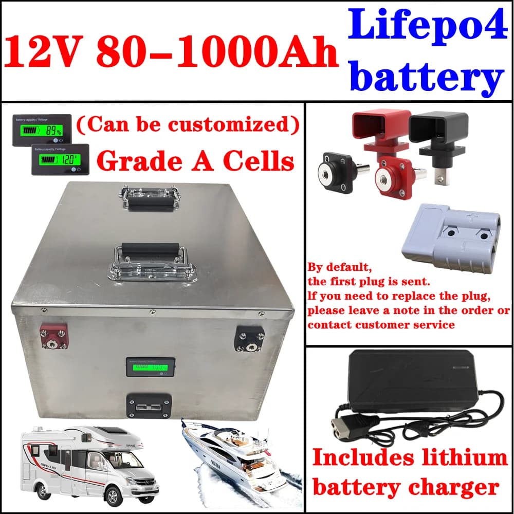 BMS 4S 12V 100Ah 80Ah 120Ah 150Ah 200Ah 300Ah 400Ah-1000Ah Batteria LiFePO4 per UPS Off-Grid da 1200W, Barca, Pannello Solare, Esterni