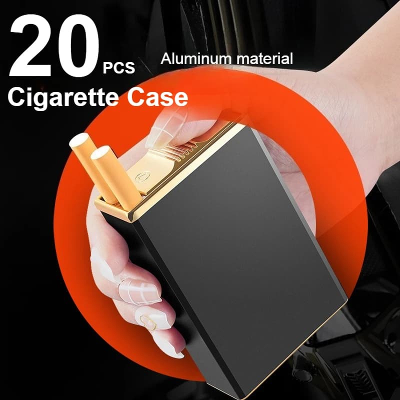Portable Metal Cigarette Case 20pcs Capacity Cigarettes Storage Box Sliding Lid Cigarette Holder Men's Smoking Accessories Gift