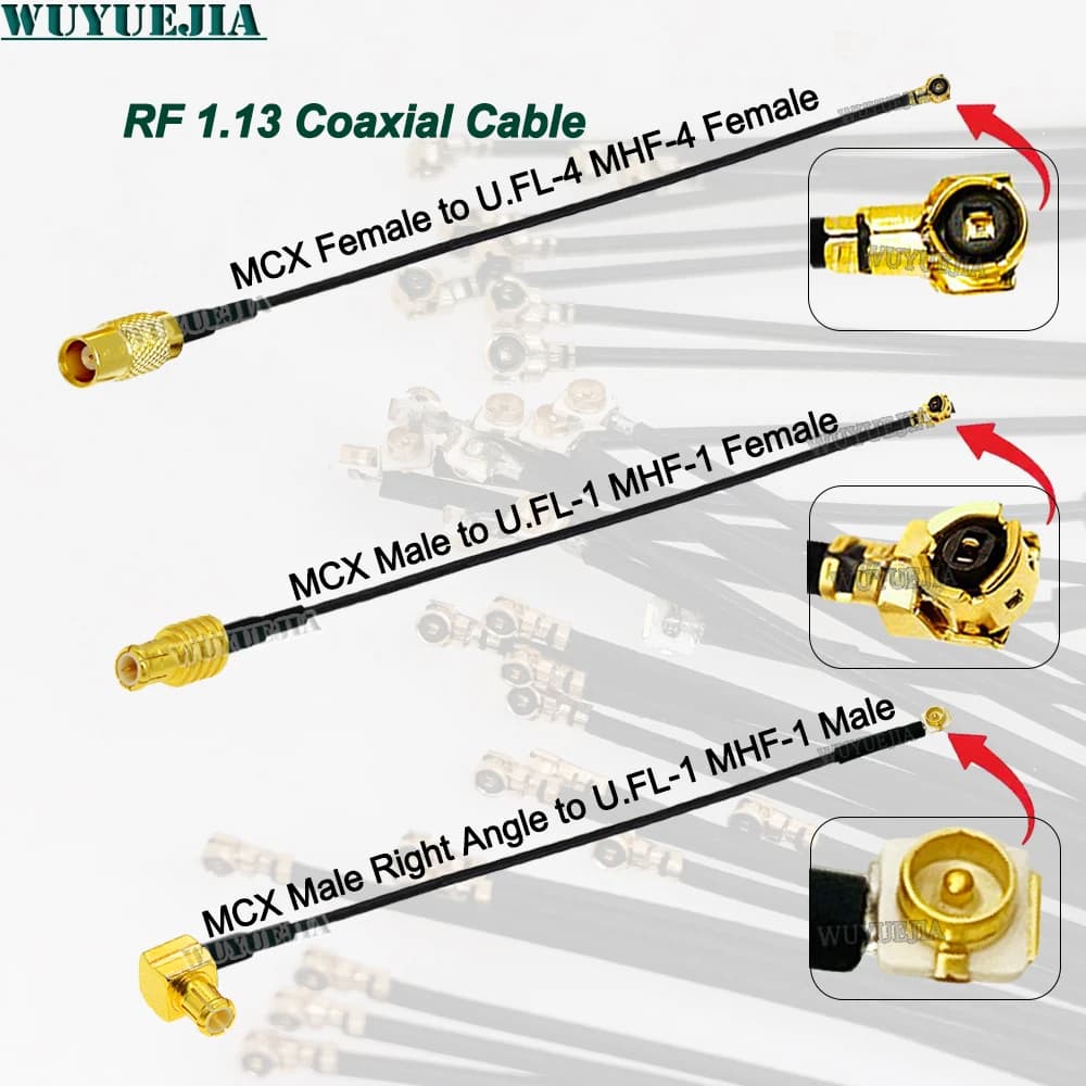 RF 113 U.FL MHF-4 a MCX Connettore MCX Spina maschio a U.FL MHF -1 Femmina RF 1.13 Estensione coassiale Pigtail Antenna WiFi Ponticello RF