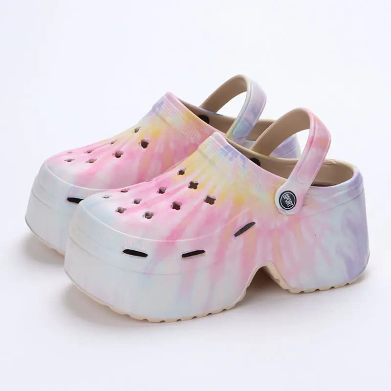 Zoccoli con fondo spesso colorato Sandali da donna Estate 2024 Sandali con plateau grosso Donna Pantofole con zeppa e tacco alto da donna