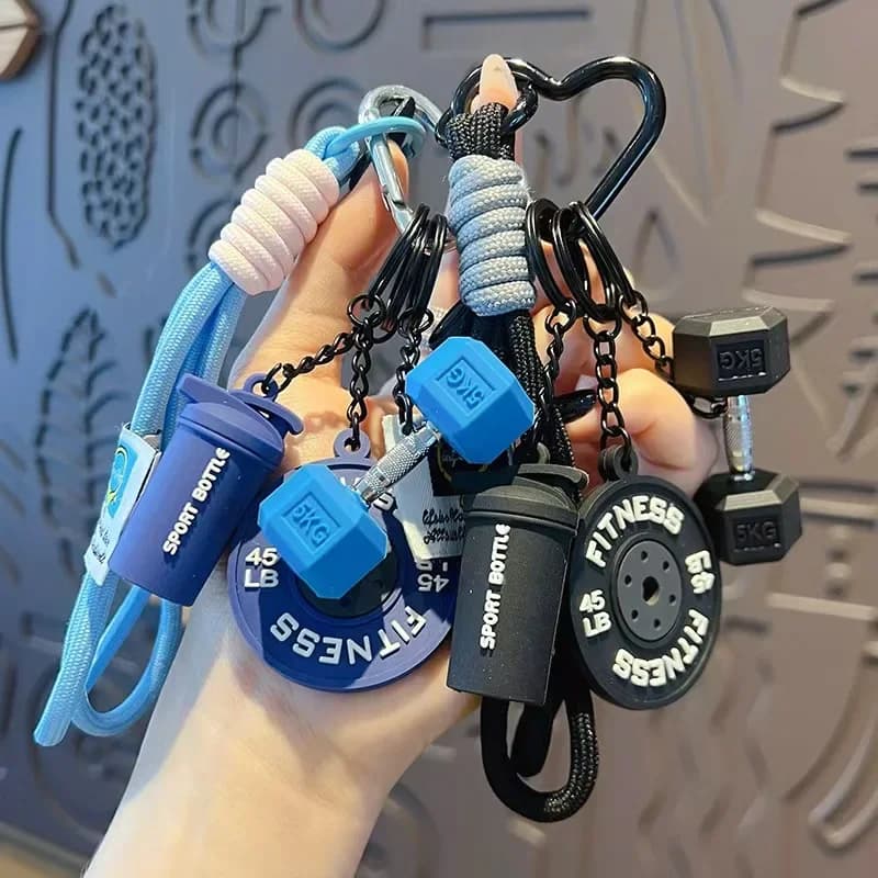 Keyring with Fitness Weights, Kettlebell and Simulated Manubri INS, Stable Creative Pendant Fitness Series, Gifts