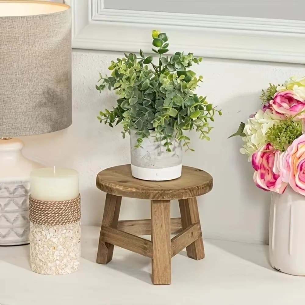 Modern Bonsai Rack Wooden Mini Stool Round Mini Size Succulent Plant Stand Display ​Flower Pot Base Holder Home Garden Decor​