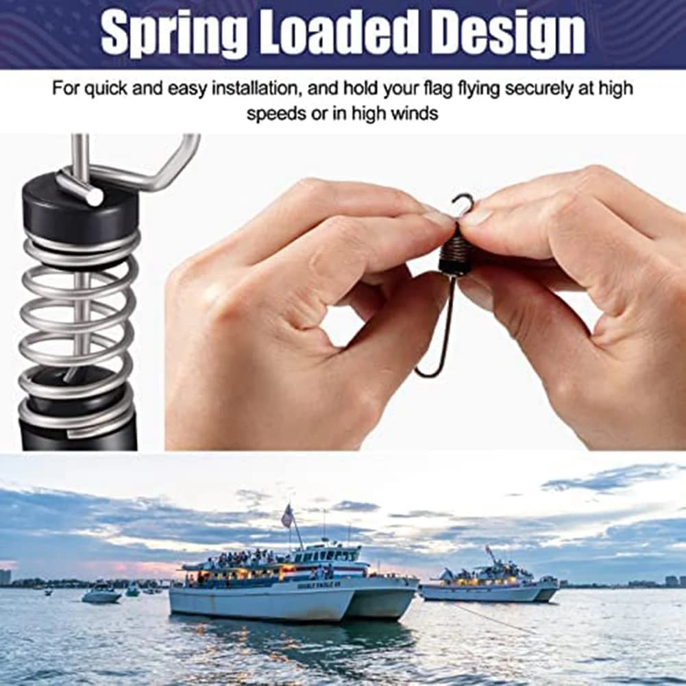 【Supernew】Clip per bandiere da pesca in acciaio inossidabile, clip per bandiere per barche marine, per funi, linee di traino, antenne, corde per aste portabandiera