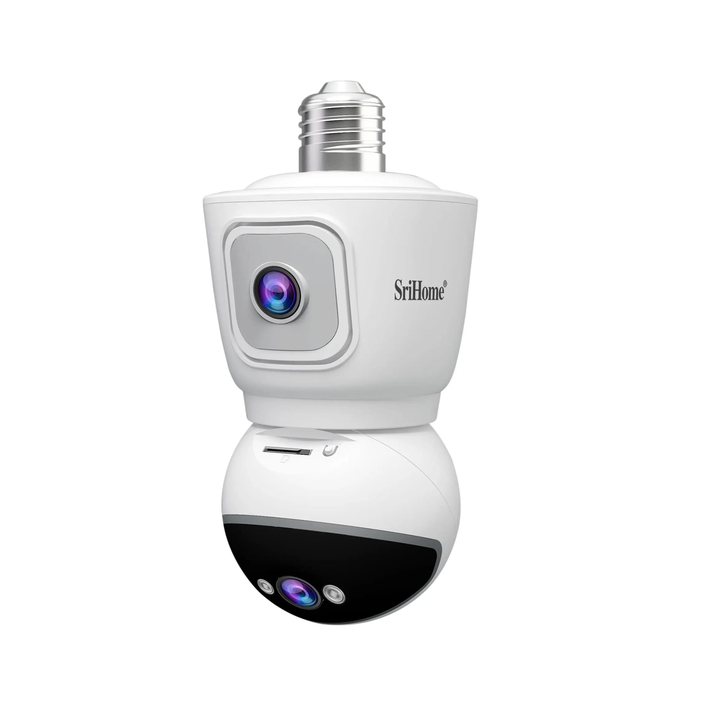 4MP Doppia Lente E27 Testa Della Lampada Presa A Colori Senza Fili PTZ IP Dome Telecamera Citofono di Sicurezza CCTV Baby Monitor Srihome SH067