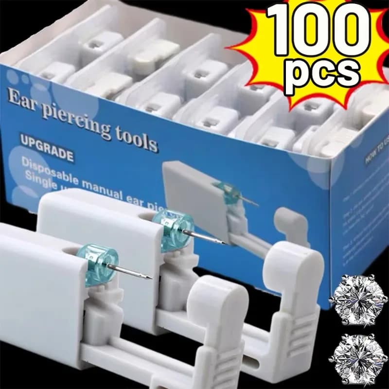 Women's Safety Ear Piercing Gun Kit Man Disposable for sterile ear piercing in disposable white plastic Fashion simple penetrating jewelry 2030