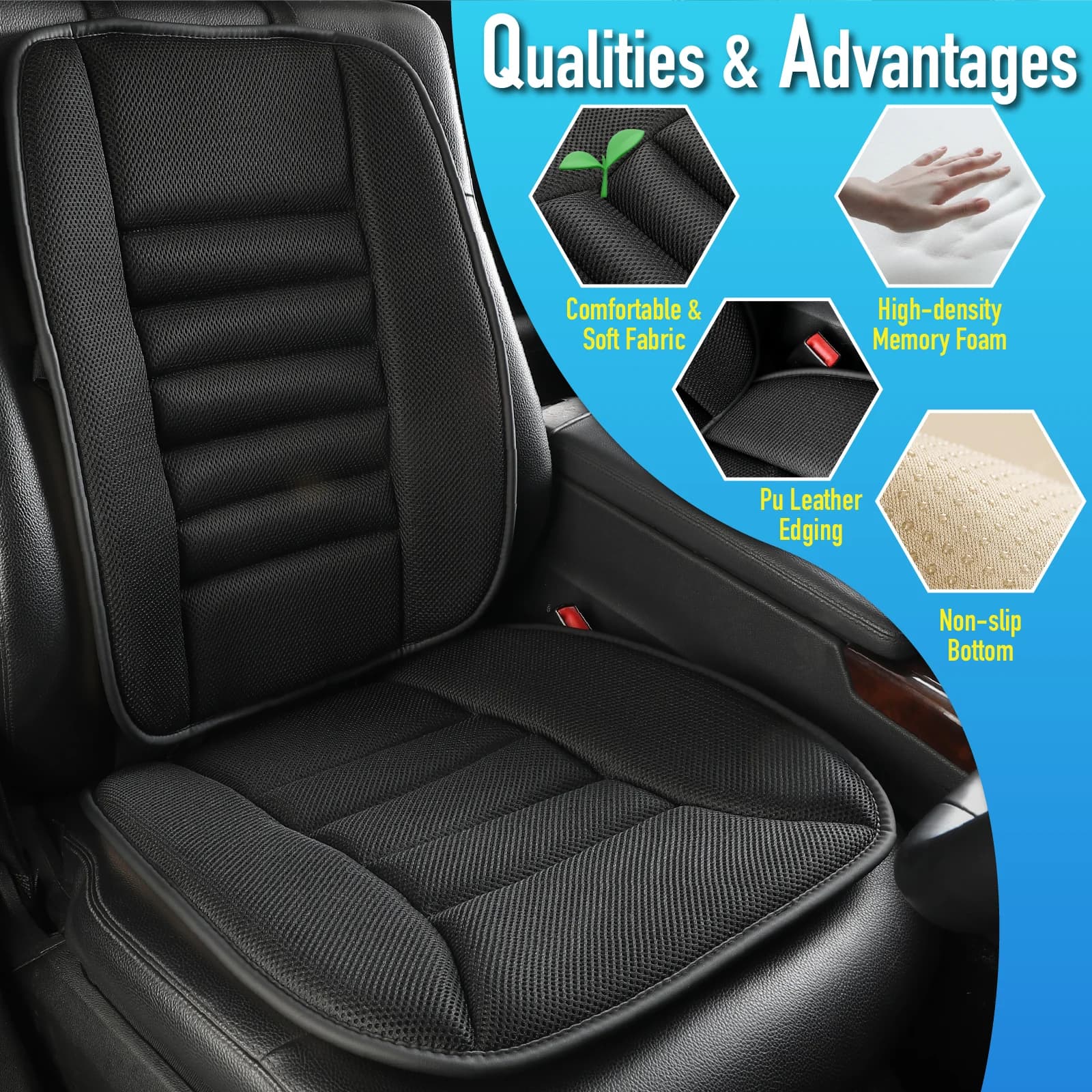 Cuscino per seggiolino auto Cojines Para Auto Soft Travel Accessori per auto 2 pezzi Fibbie fisse ergonomiche Cuscino per schienale Multi scenario Uso